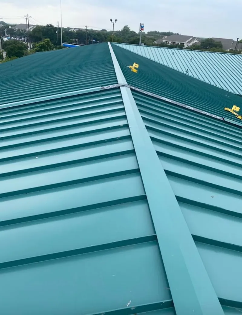 Green commercial metal roof ridge and valley for Metal Roof Repair in Chesterfield